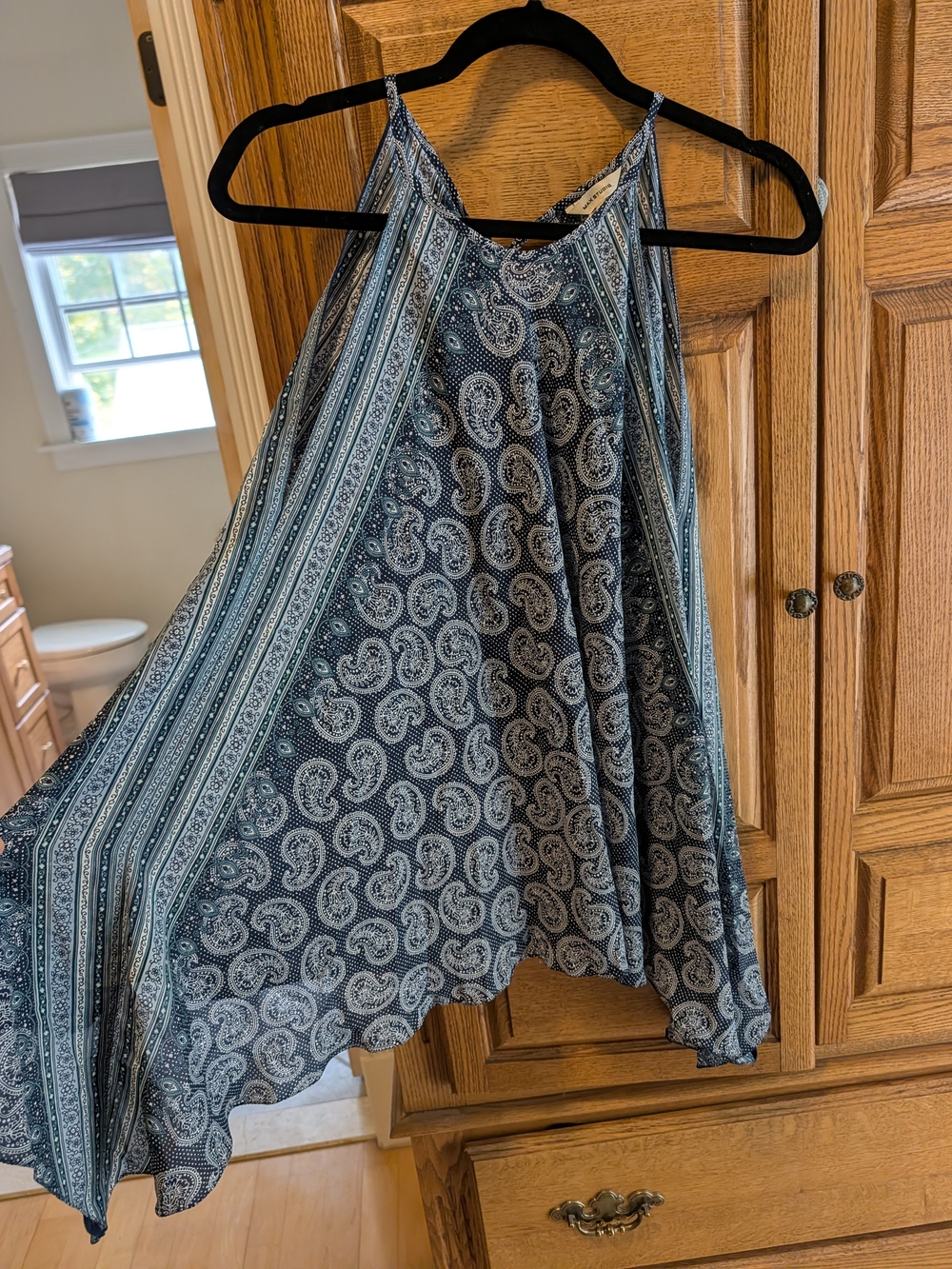 Max Studio Blue Paisley Halter Camisole